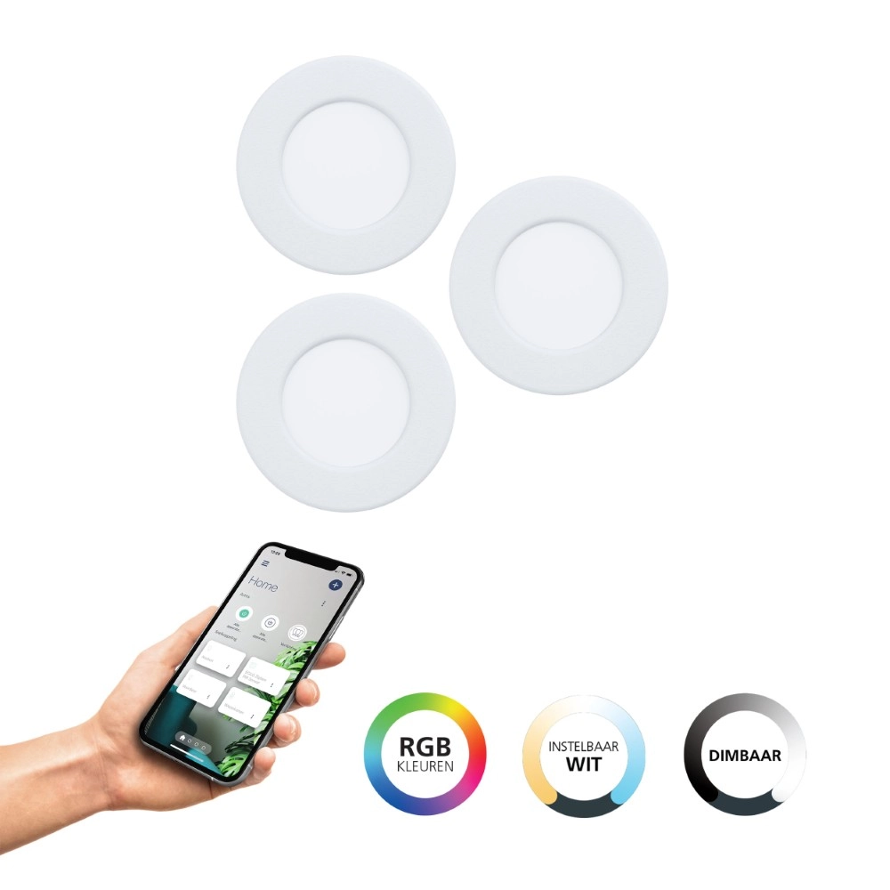 IP44 recessed spotlight Fueva 6-Z Zigbee - white - Ø 8.8cm Eglo 9008606330997