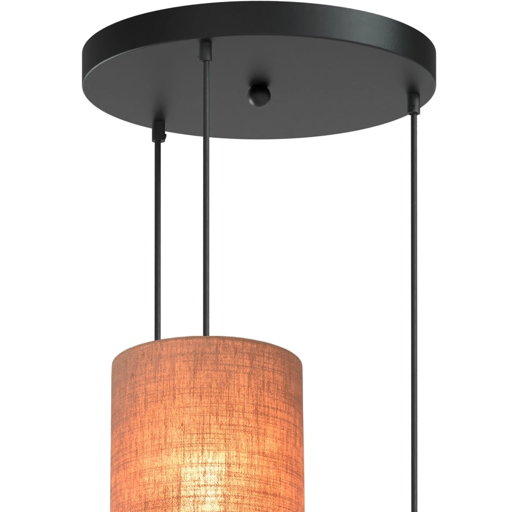 5-light pendant lamp Lisbourg Black with tan beige hood Masterlight