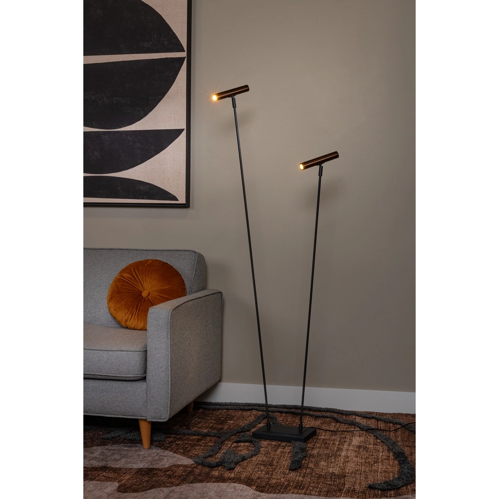 2-light floor lamp Duarte black with coffee brown Lucide Vibes 5411212032201