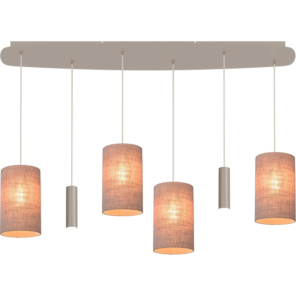 6-light pendant lamp Lisbourg beige terra with beige grey shade