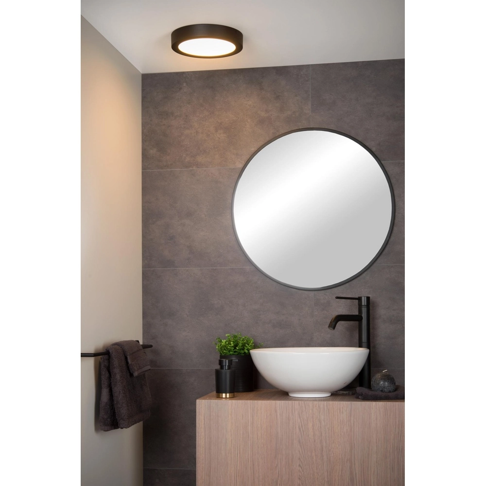 Ceiling light Brice-Led Ø 24cm - IP44 black Lucide 5411212281227