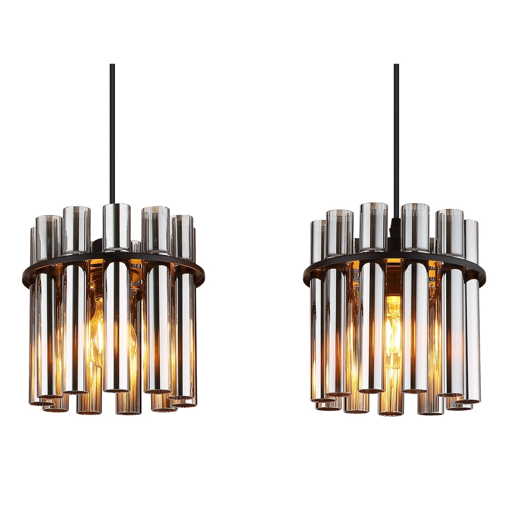 3-light pendant lamp Gorley II black with glass rods Globo 9007371589111