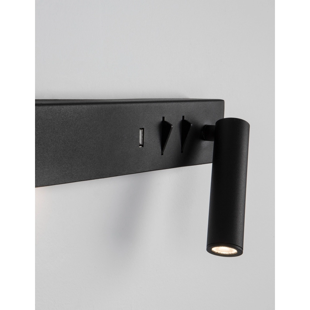 Bedside lamp Vida Right Black with USB Lyora 5212017427854