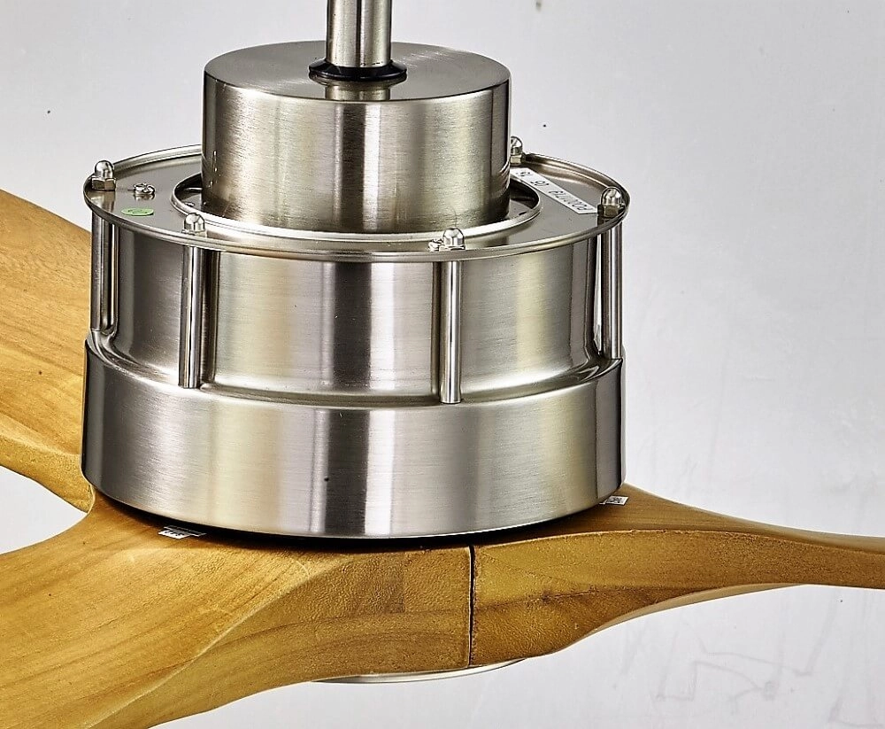 Wooden ceiling fan with stainless steel Airfusion Akmani Ø 152cm Beacon 9333509103981