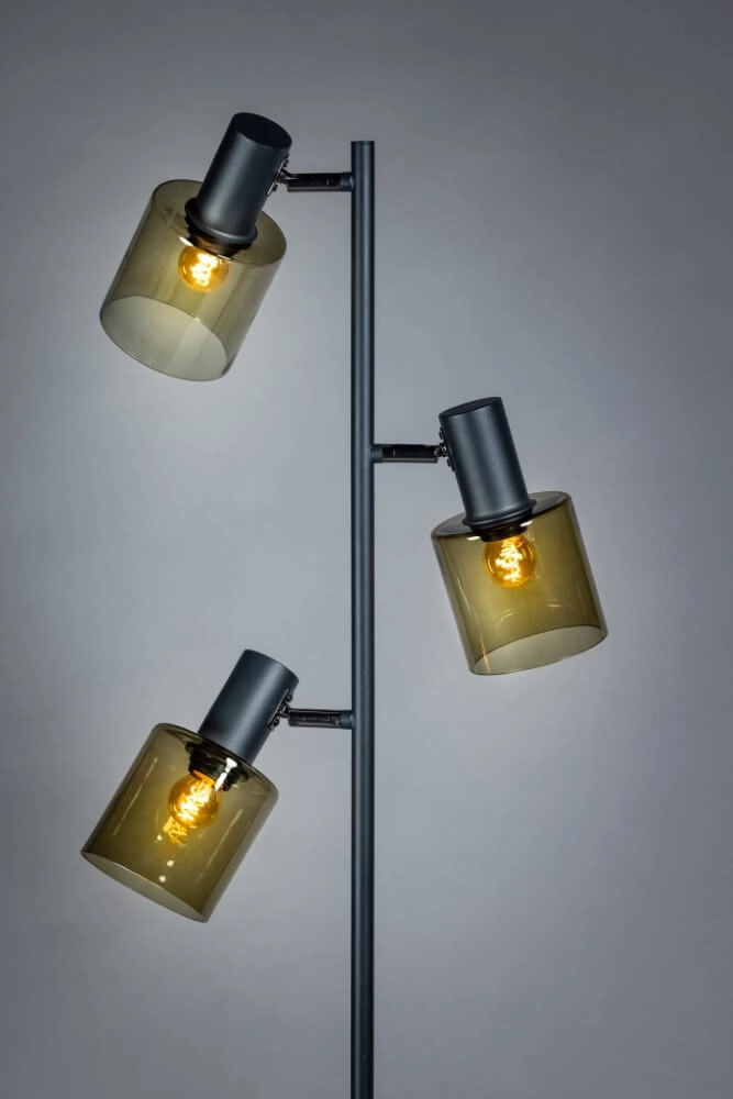 Glass floor lamp Sledge Glass 3-light black with gold glass ETH 8720195302889