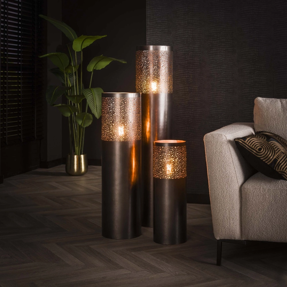Oriental floor lamp Cylinder 60cm - black nickel Lyora 8716803511286
