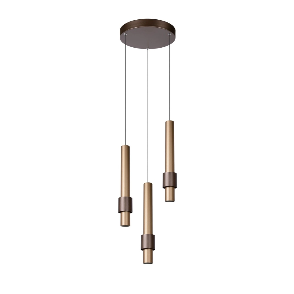 Sleek pendant lamp Margary 3-light coffee brown