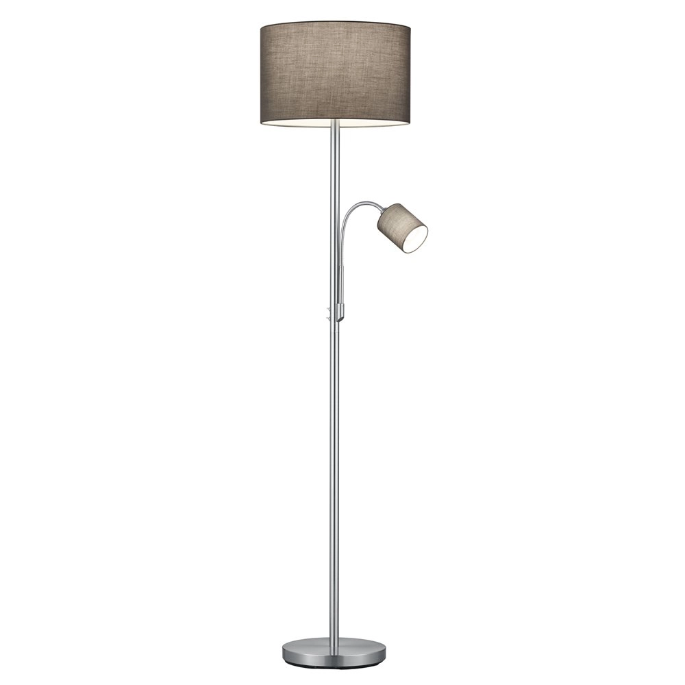Reading lamp Hotel 2-light nickel with gray shade