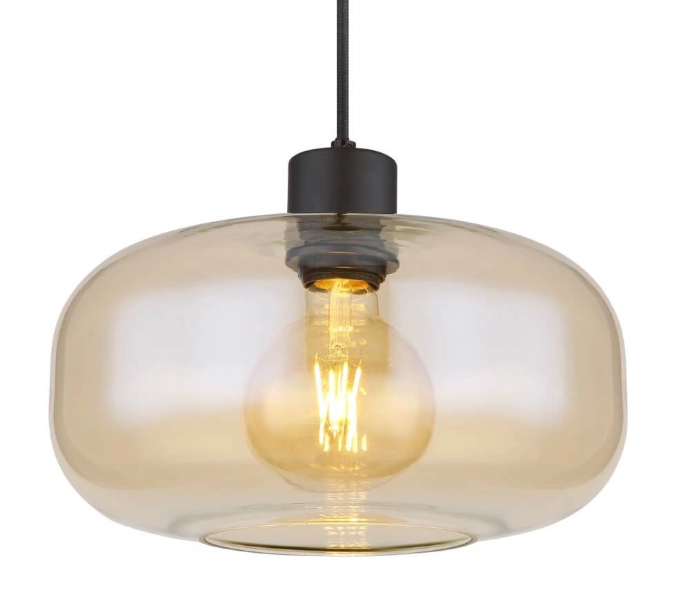 Black pendant lamp Giuseppe Amber glass Globo 9007371444212