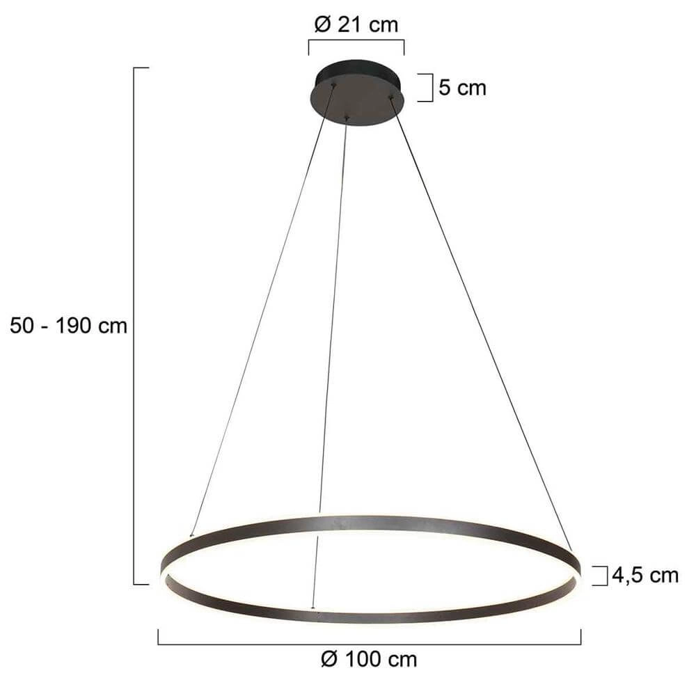 Design pendant lamp Ringlux black Ø 100cm Steinhauer 8712746171686