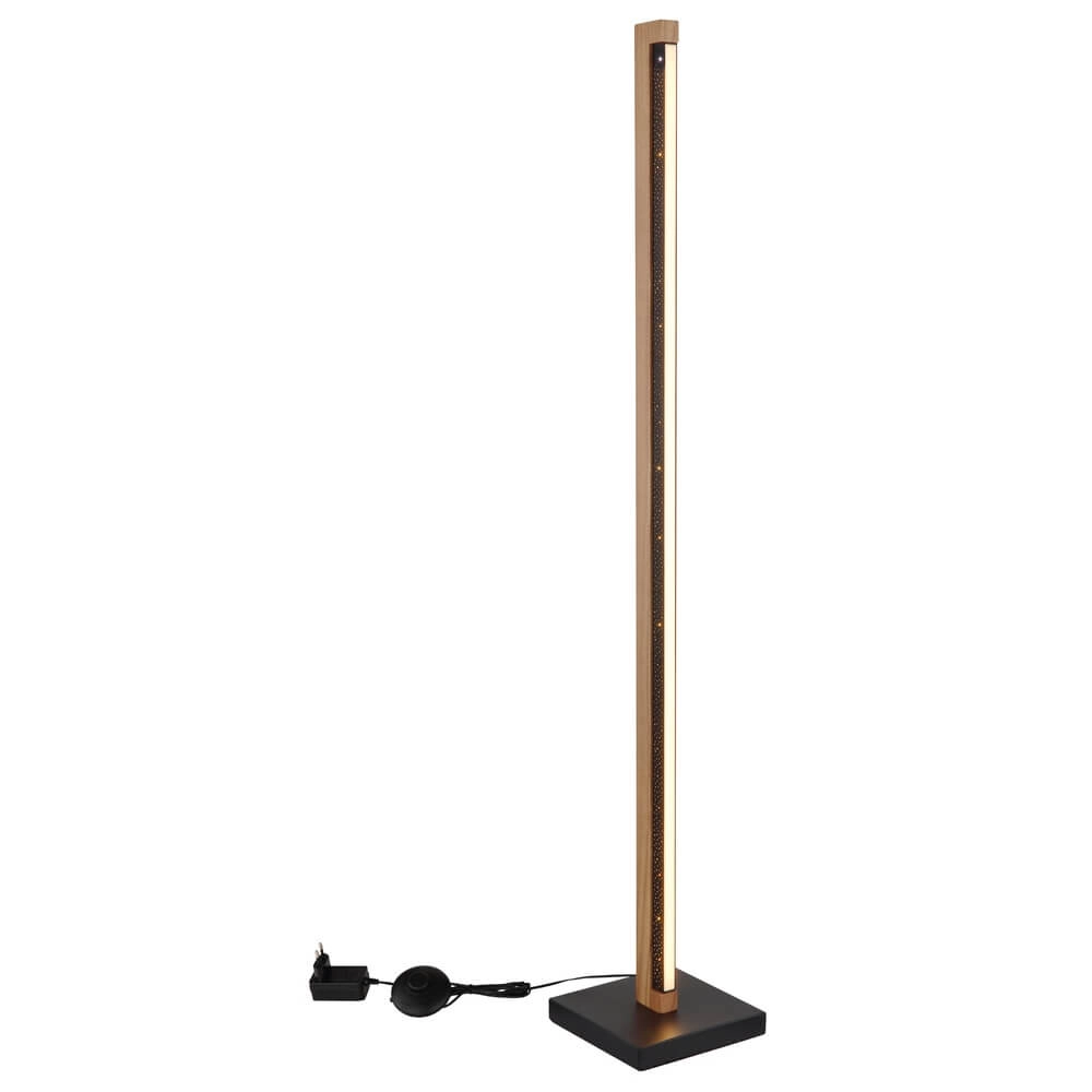 Design floor lamp Starla black with wood 113cm Globo 9007371447305