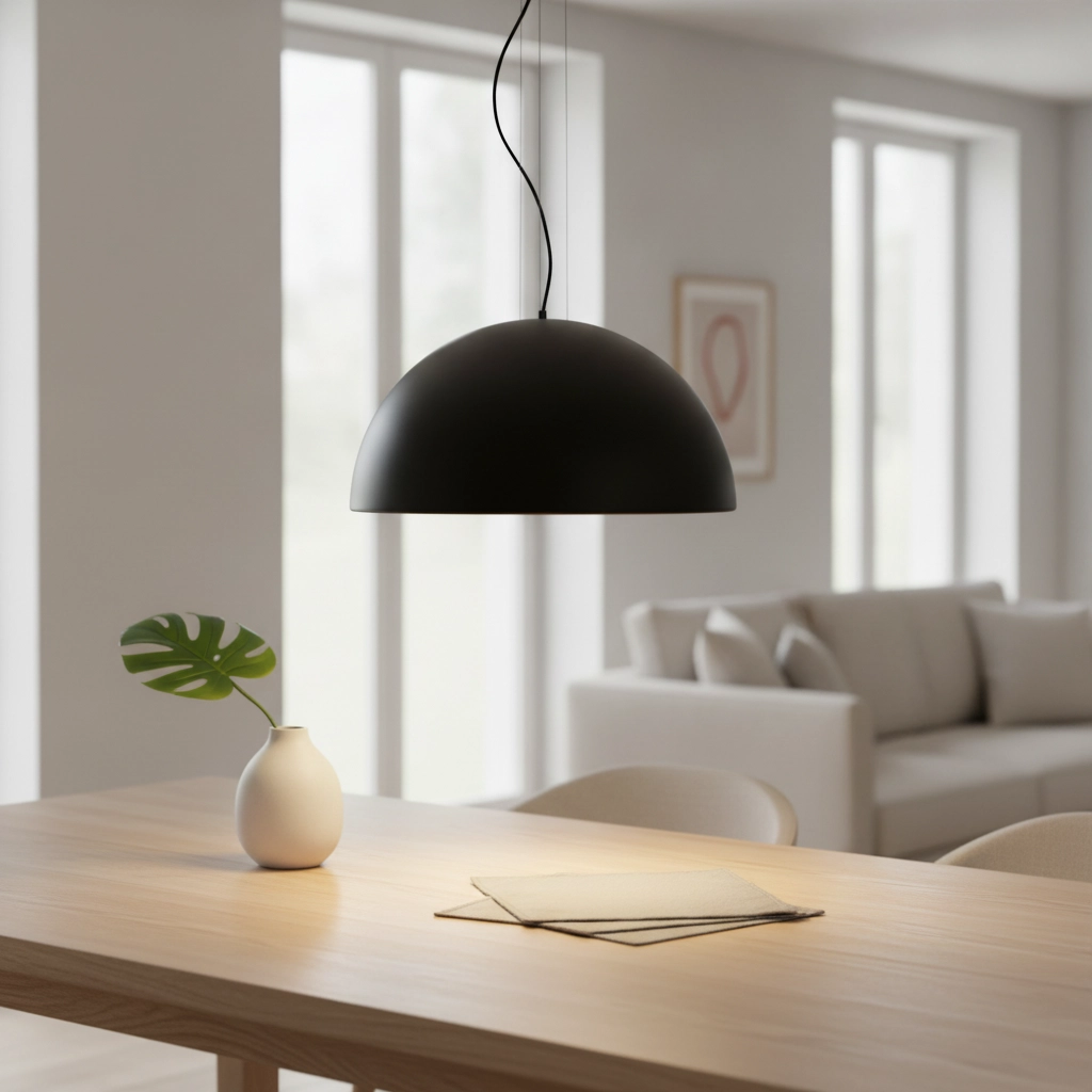 Sleek pendant lamp Tholos black Ø 60cm