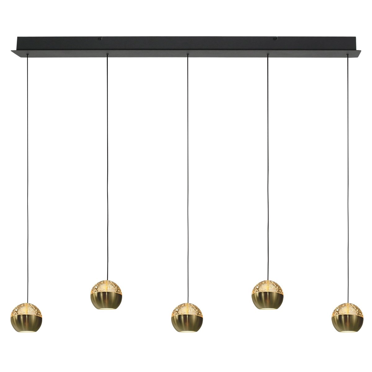 5-light dining table pendant lamp Belluno LED - brass gold with glass Steinhauer 8712746183894