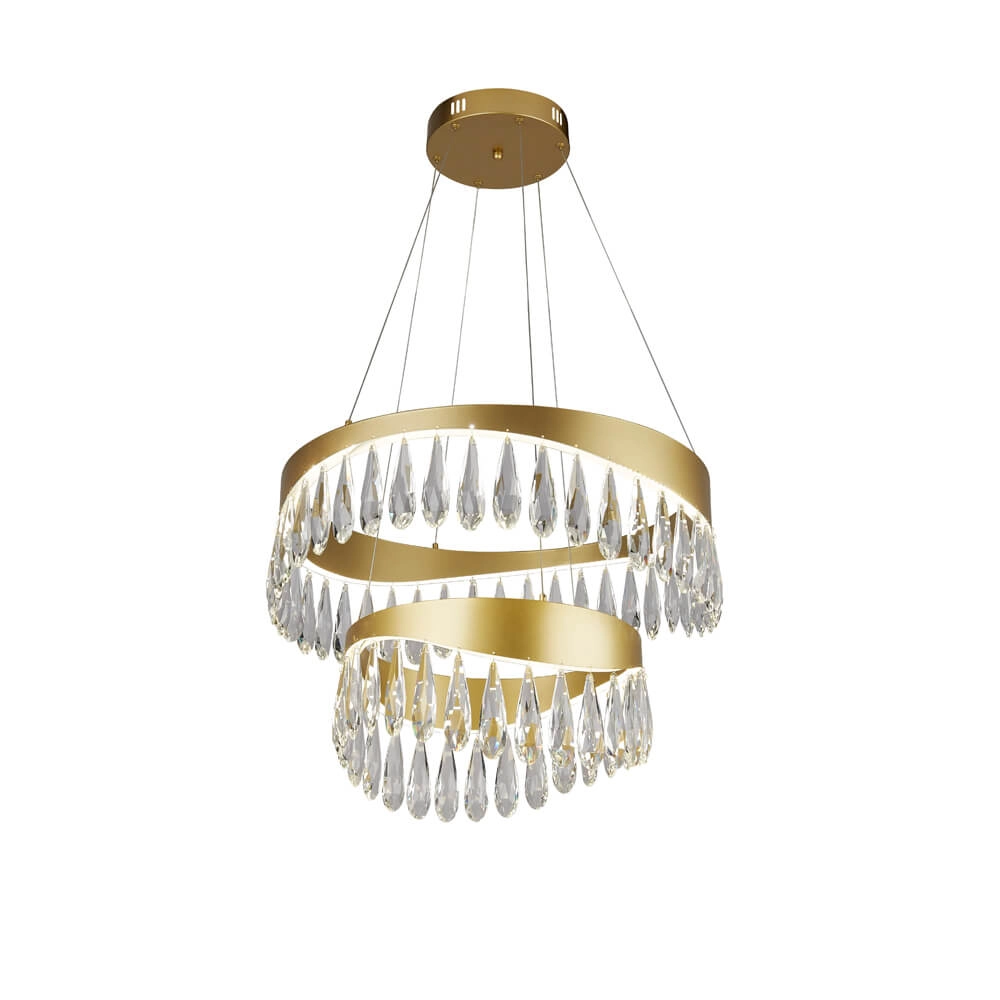 Pendant lamp Jewel 2-ring gold with crystal