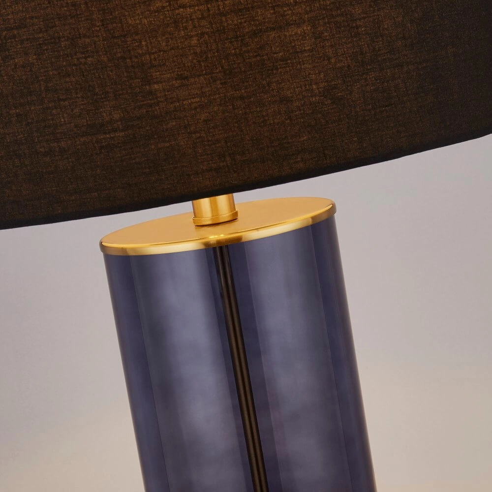 Table lamp Tablu blue/gold with black shade Searchlight 5053423248608