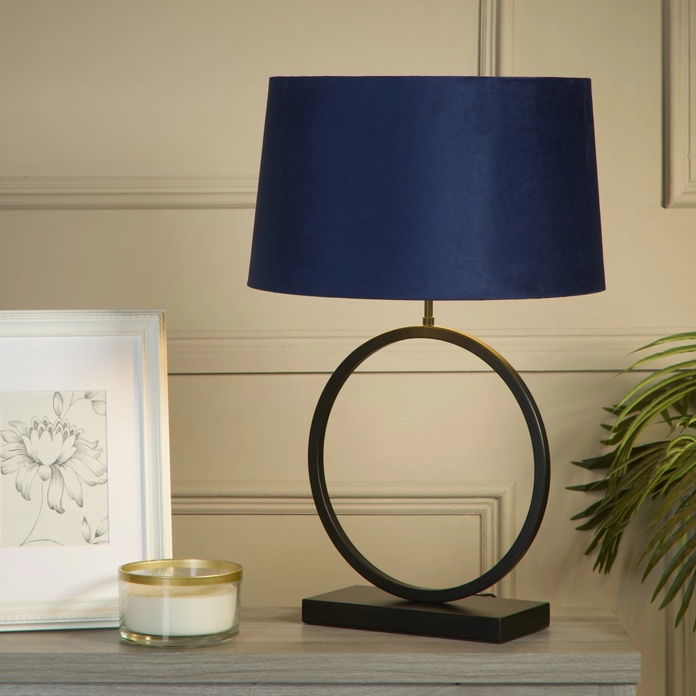 Table lamp Elegant black with blue hood Searchlight 5053423305448