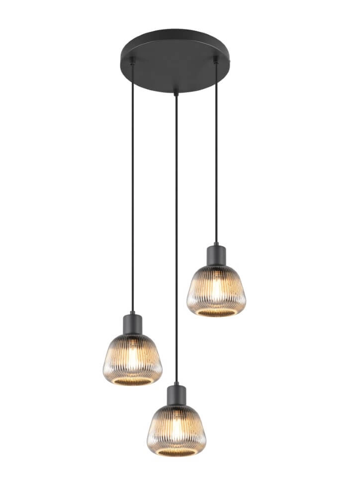 Vide pendant lamp Tarifa with ribbed glass