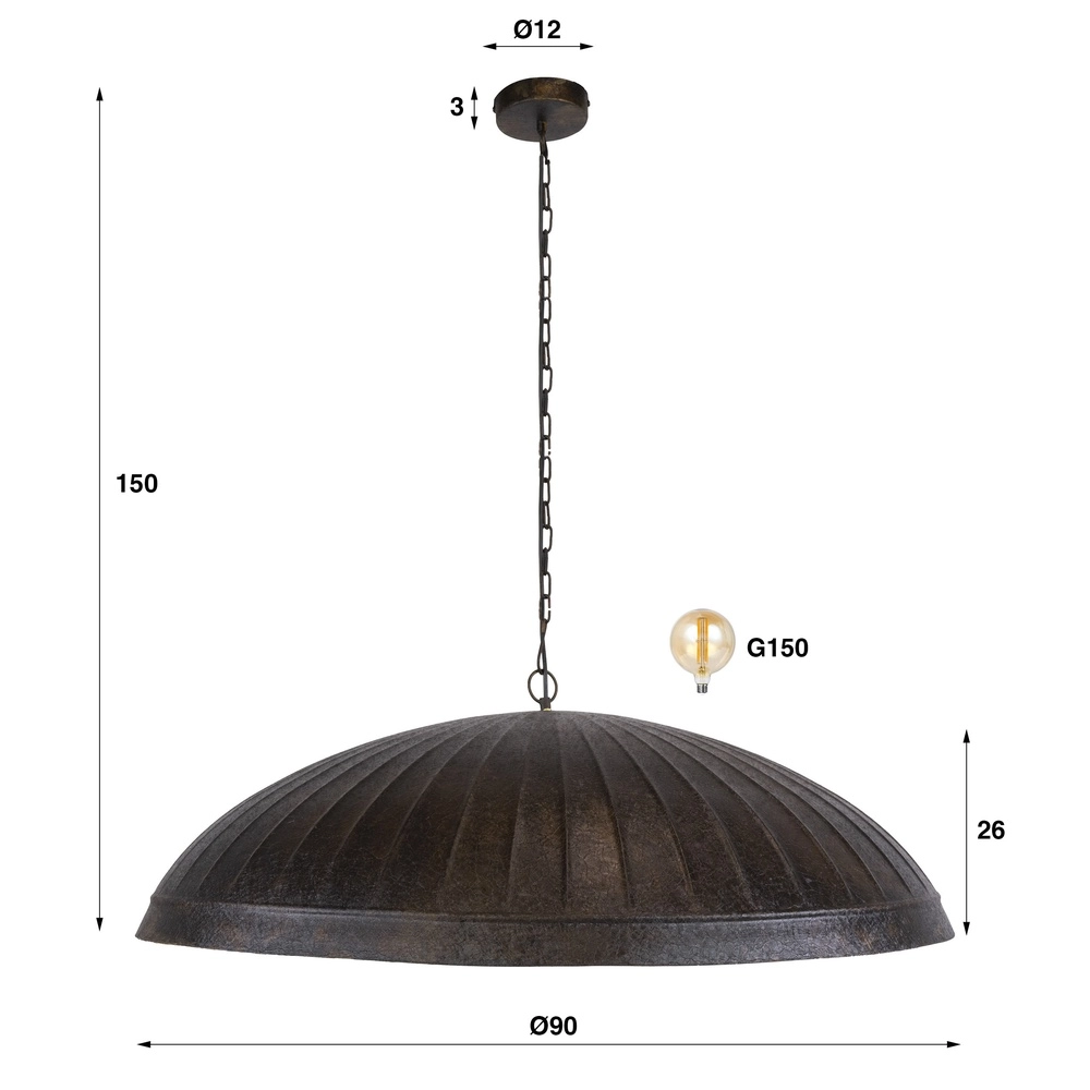 Industrial office lamp Guard Ø 90cm - smoked brown Lyora 8716803511514