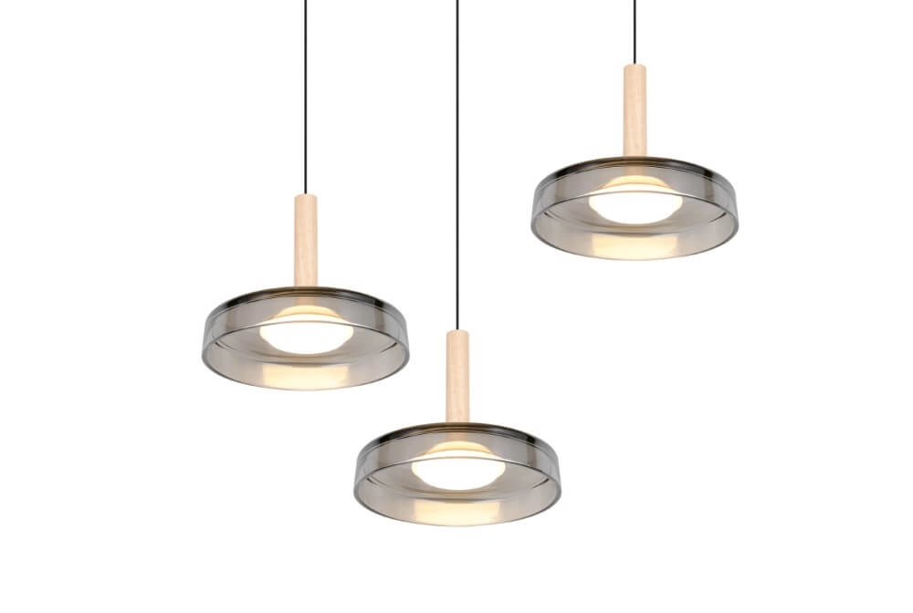 3-light LED pendant light Celeste smoke glass Trio 4017807616897