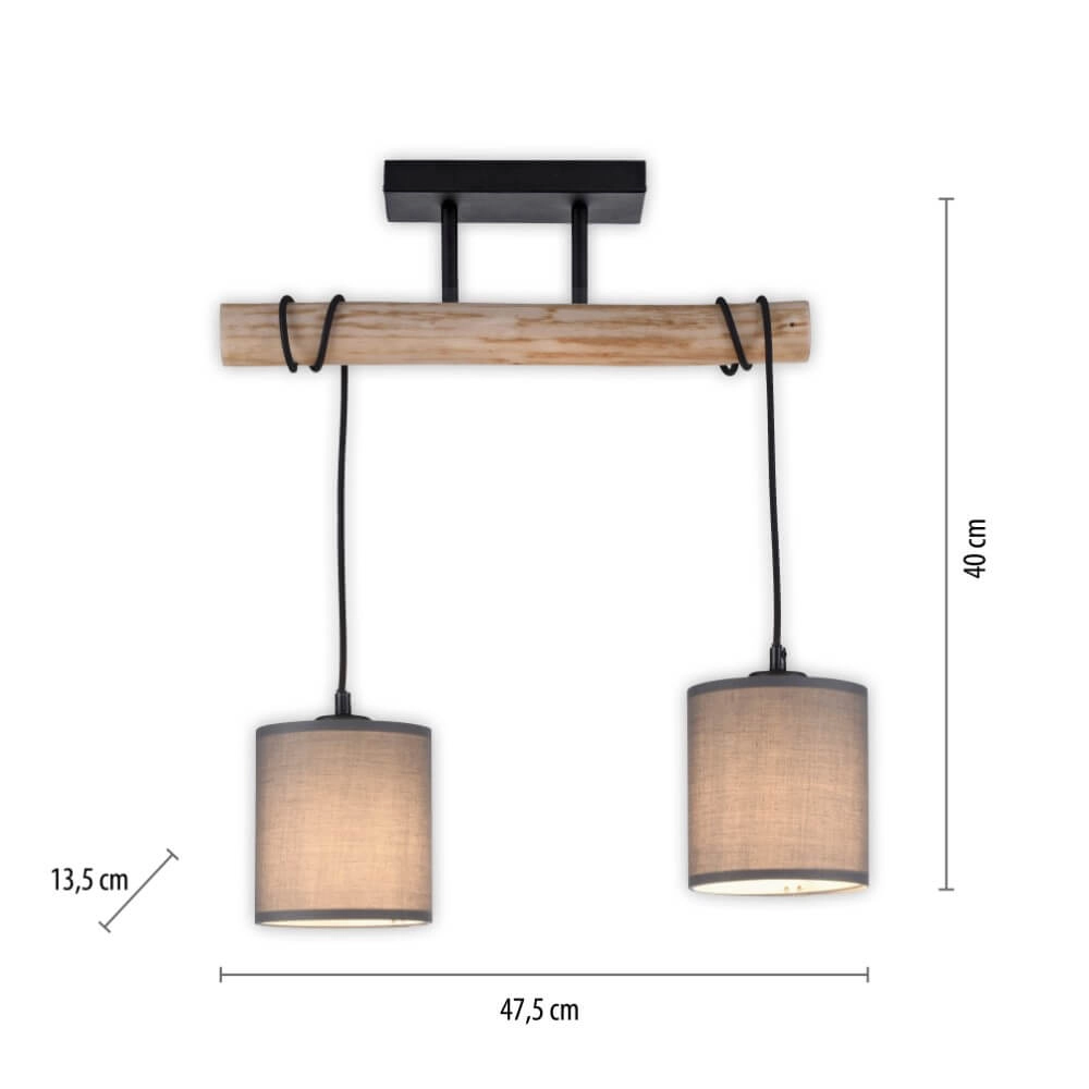 Country ceiling lamp Green Tribu Taupe Just Light 4043689995164