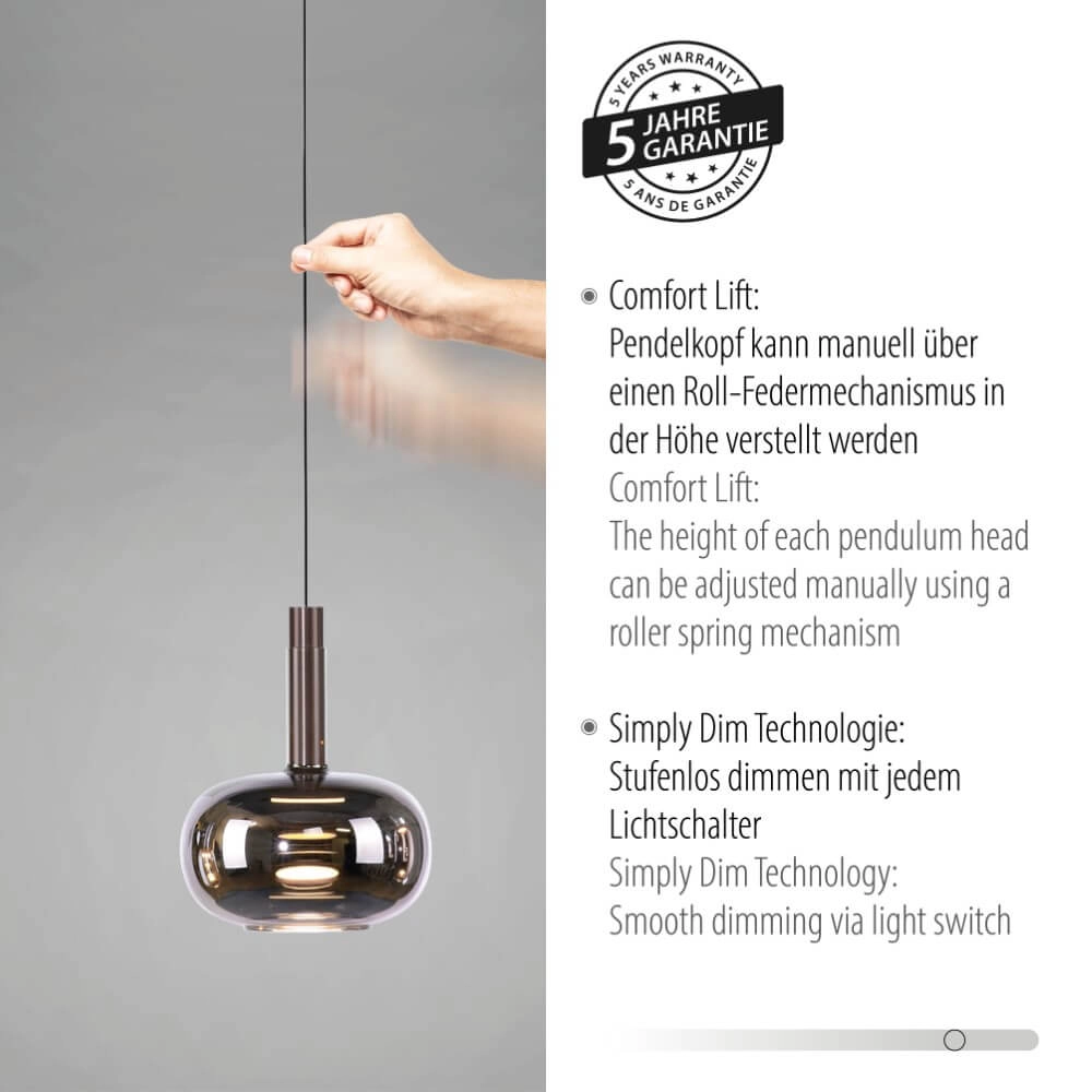 Cheerful hanging lamp Irides 3-light straight Paul Neuhaus 4012248383667