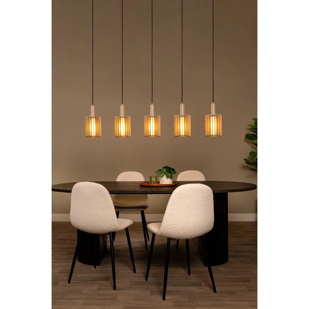 5-light pendant lamp Lambres straight taupe Lucide 5411212452979