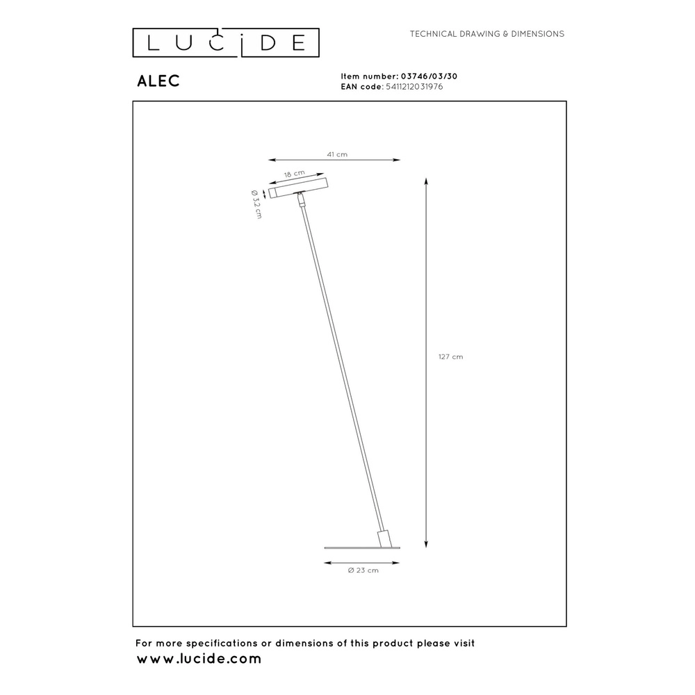 Floor lamp Alec Design black Lucide 5411212031976