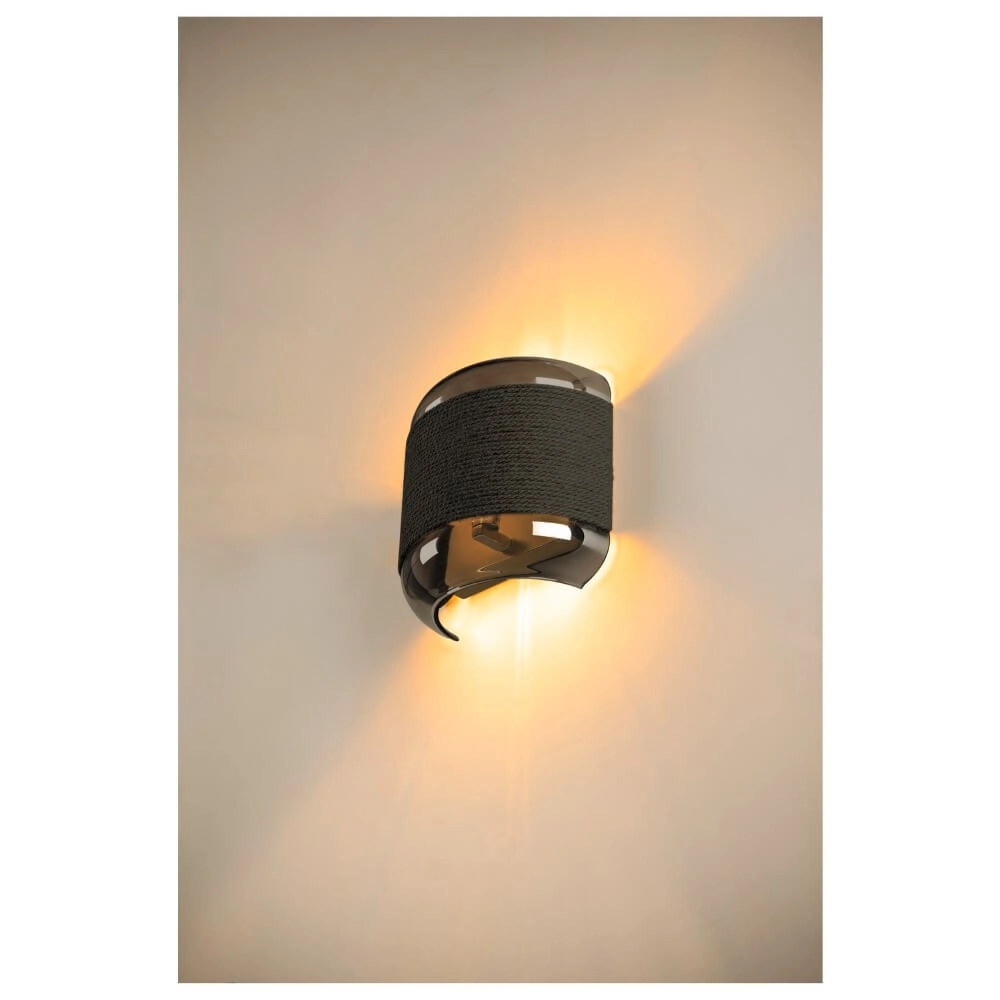 Bedroom wall lamp Pantilo Rope black with smoke glass SLV 4024163280877