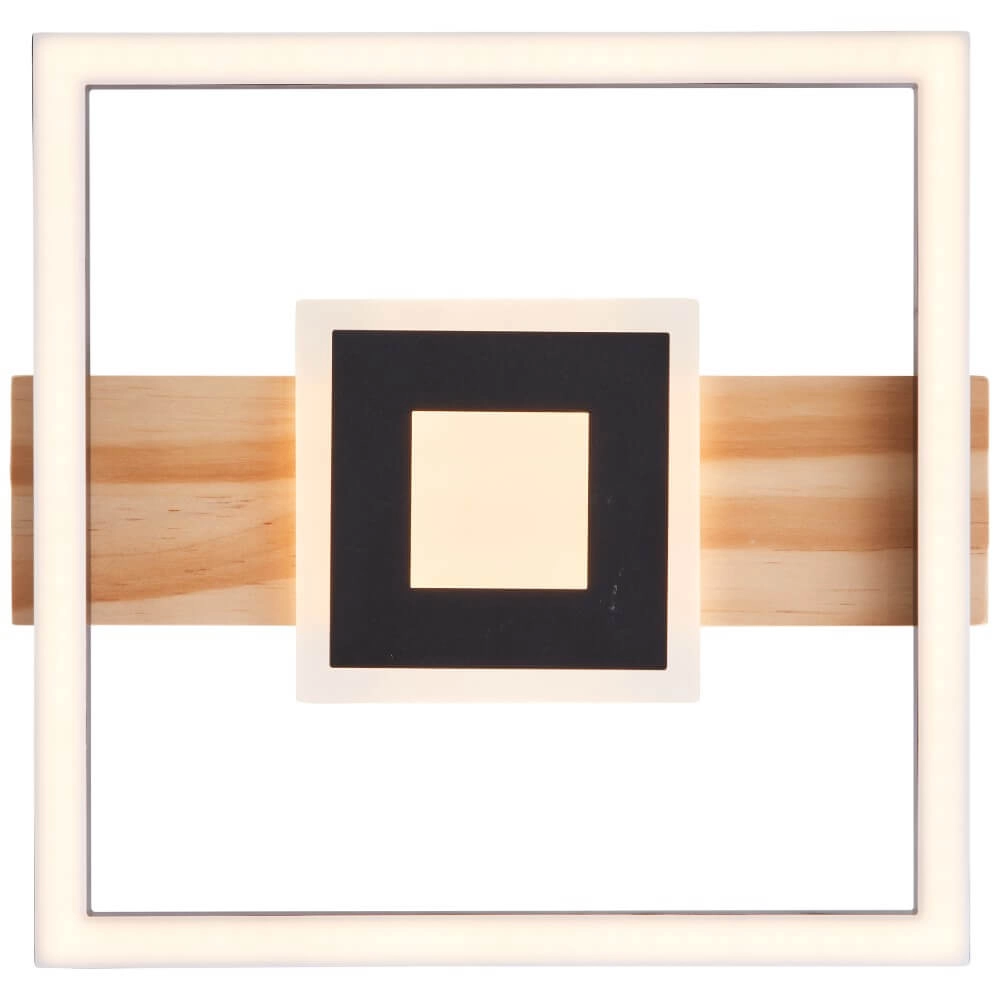 Ceiling lamp Baldo Square black with wood Brilliant 4004353420030