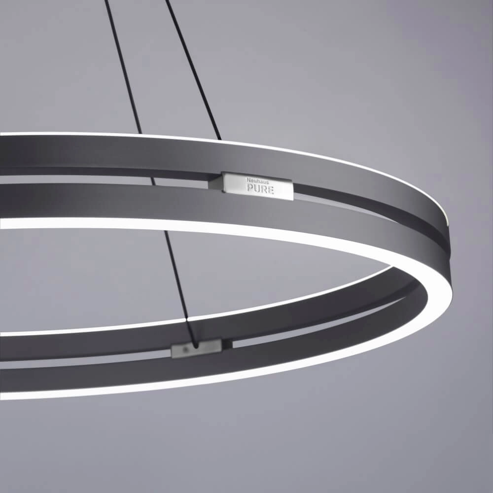 Sleek hanging lamp Pure E-Loop gray Ø 70cm Paul Neuhaus 4012248372289