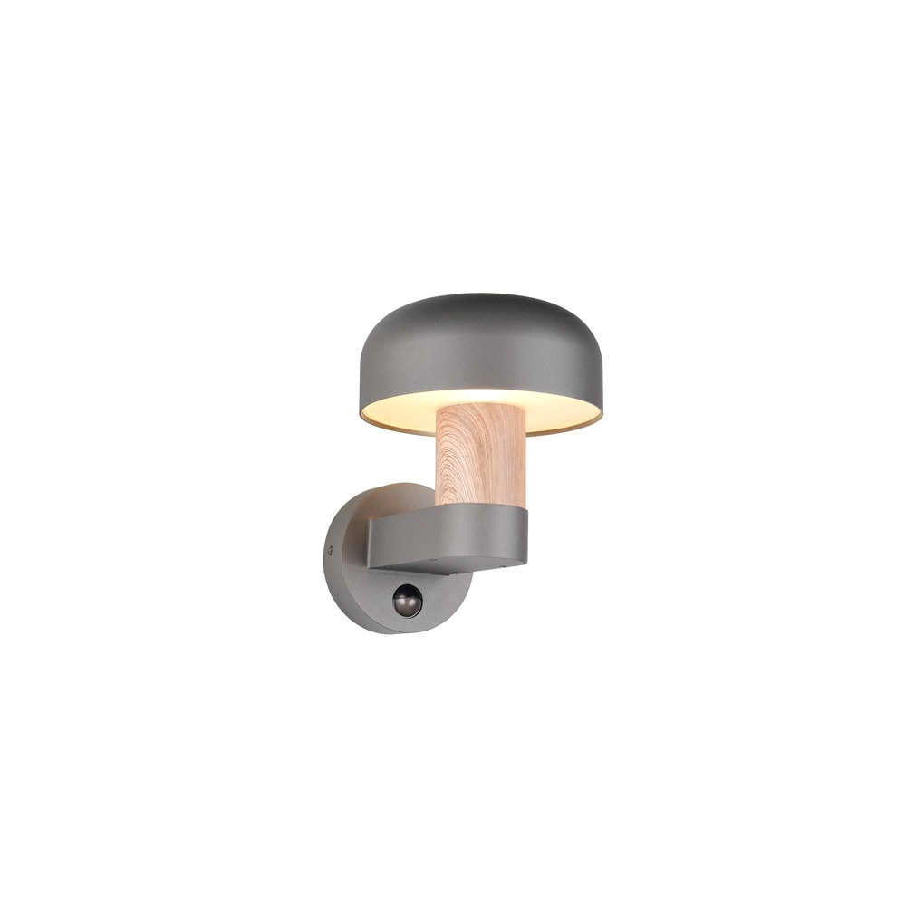 Wall lamp Fraser Grey with wood and sensor
