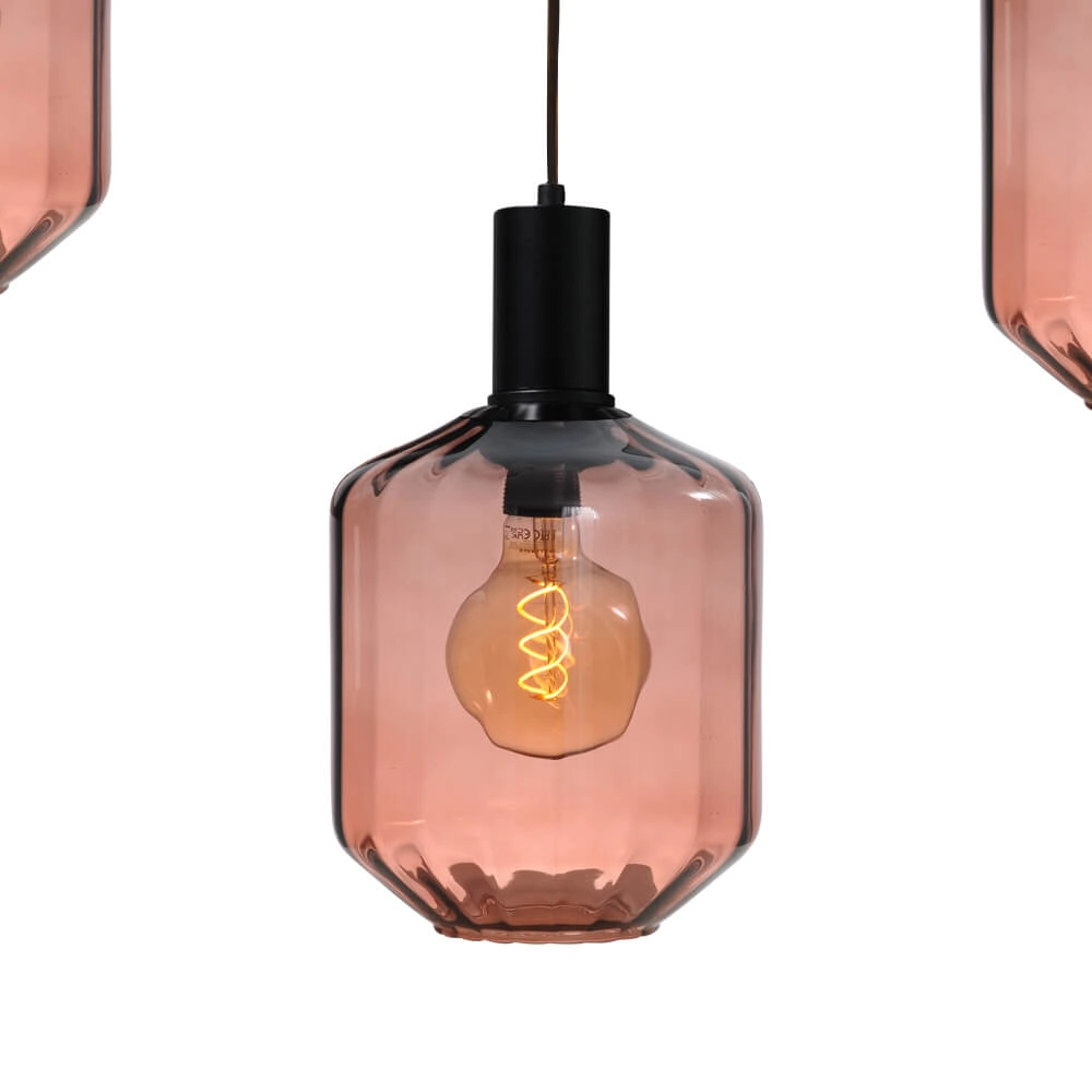 5-light hanging lamp - black - Porto with Jagger red glasses - Ø 24cm Masterlight 8718121270265