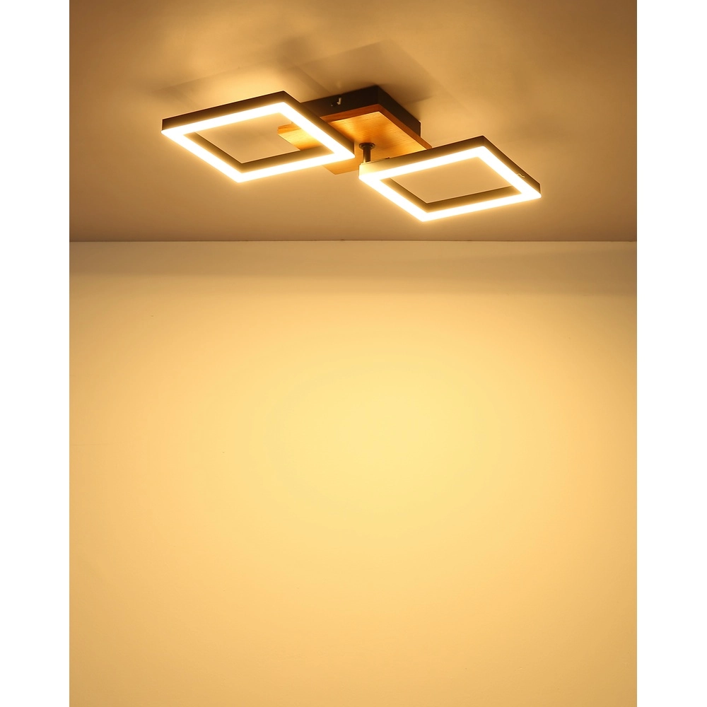 Design ceiling lamp Kerry black with wood look Globo 9007371440221