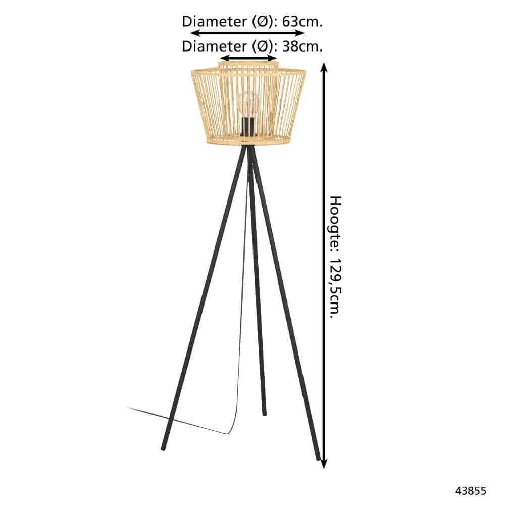 Wooden floor lamp Hykeham 129.5cm high Eglo 9002759438555