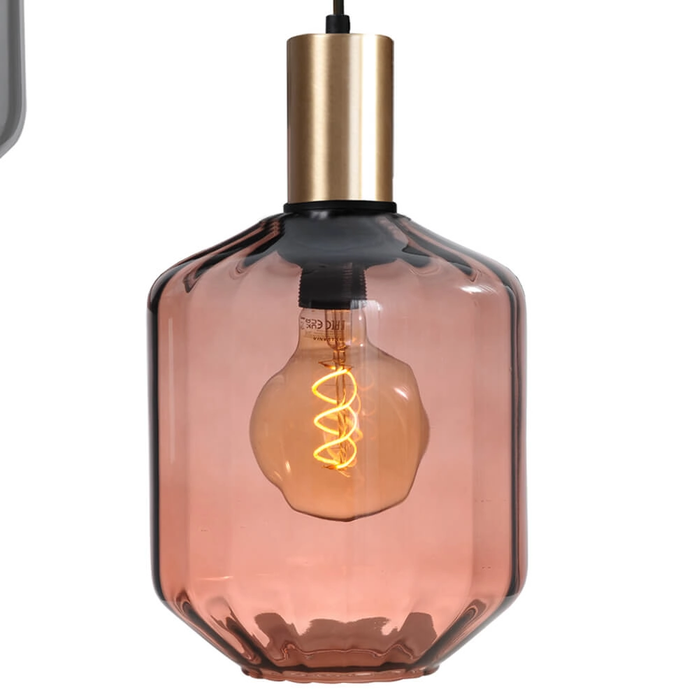 3-light loft hanging lamp - gold - Porto with Jagger glasses Masterlight 8718121270975