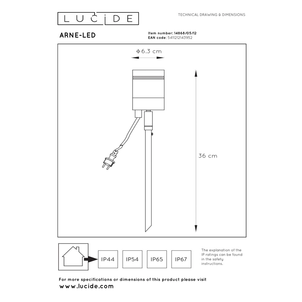 Spike spot Arne-Led chrome Lucide 5411212143952