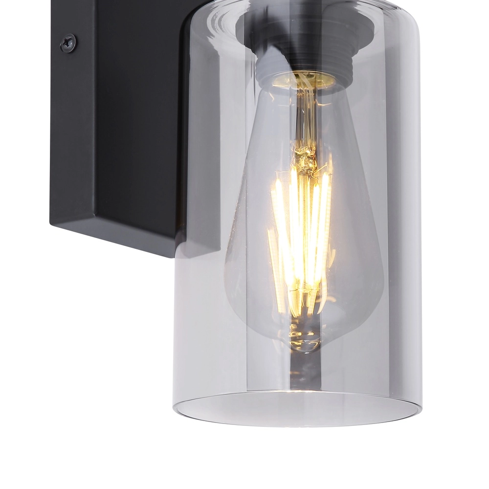 Black wall lamp Hadera with smoke glass Globo 9007371402847