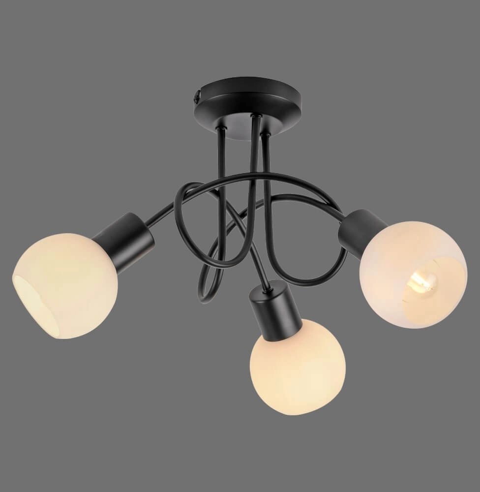 Black ceiling lamp Loki 3-light curl Just Light 4043689000783