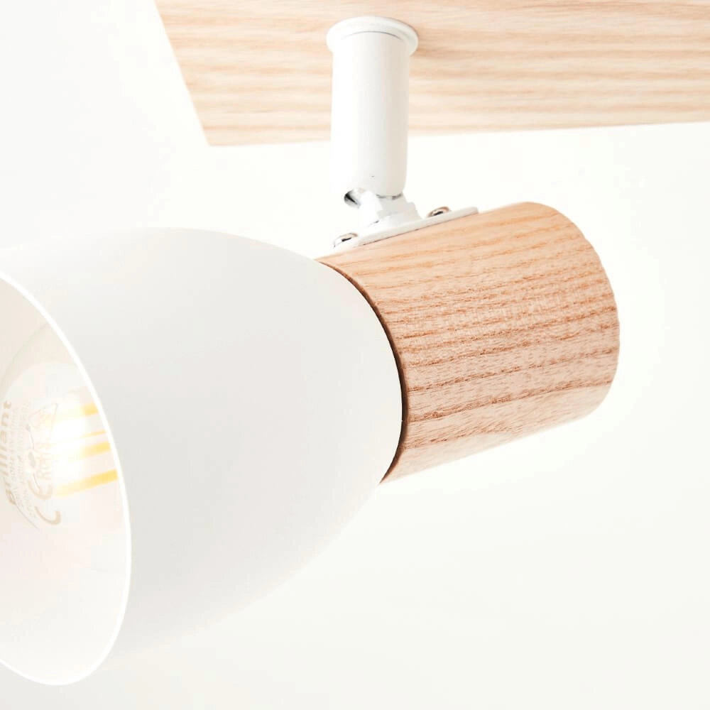 Ceiling lamp Daintree 4-light white with wood Brilliant 4004353413452