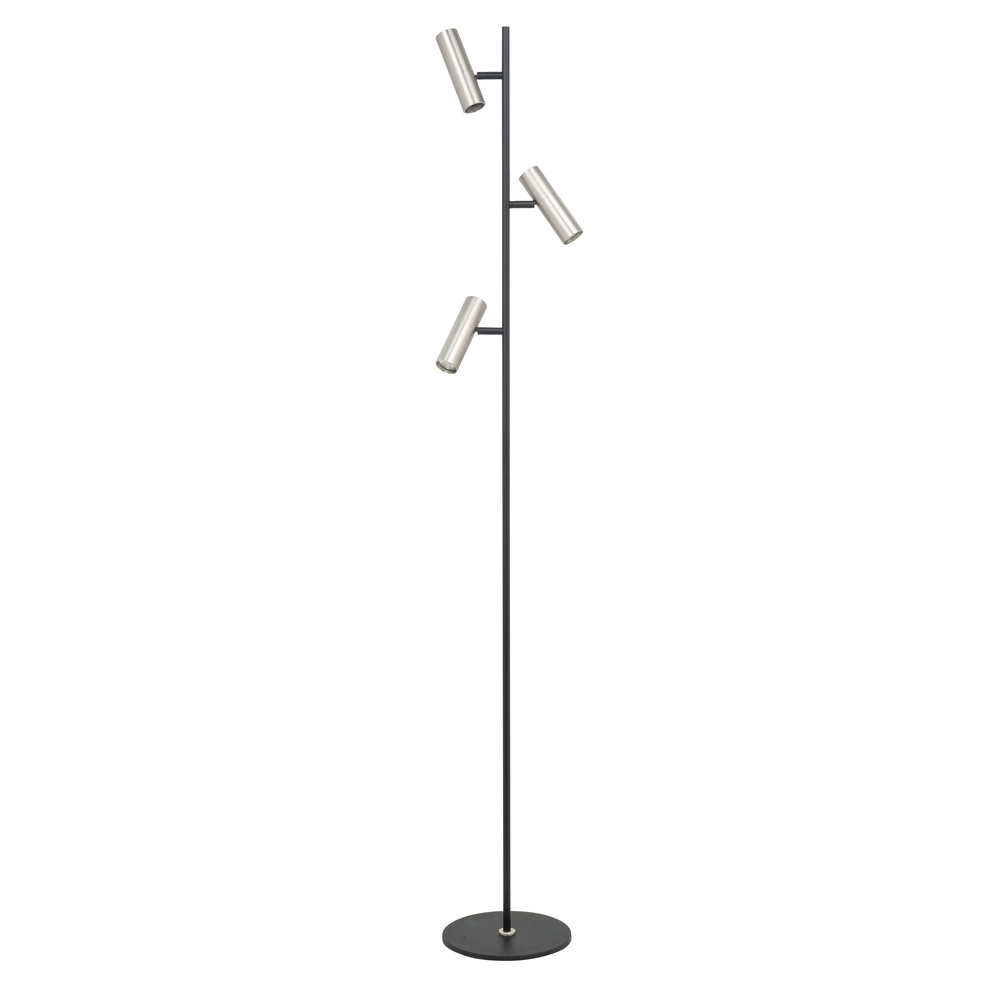 Floor lamp Trend 3-light black with nickel