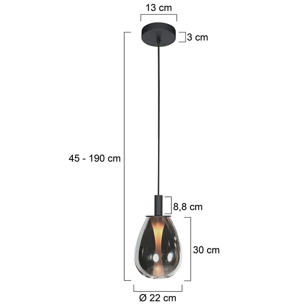 Pendant lamp Glimsy 1-light black Ø 22cm Steinhauer 8712746177978