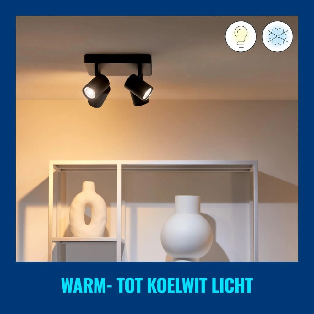 4-light surface-mounted spotlight Imageo smart - black WiZ 8719514554573
