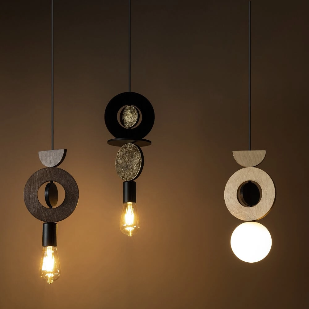 Design pendant lamp Drops Wood D 1-light wood Lyora 5903139111768
