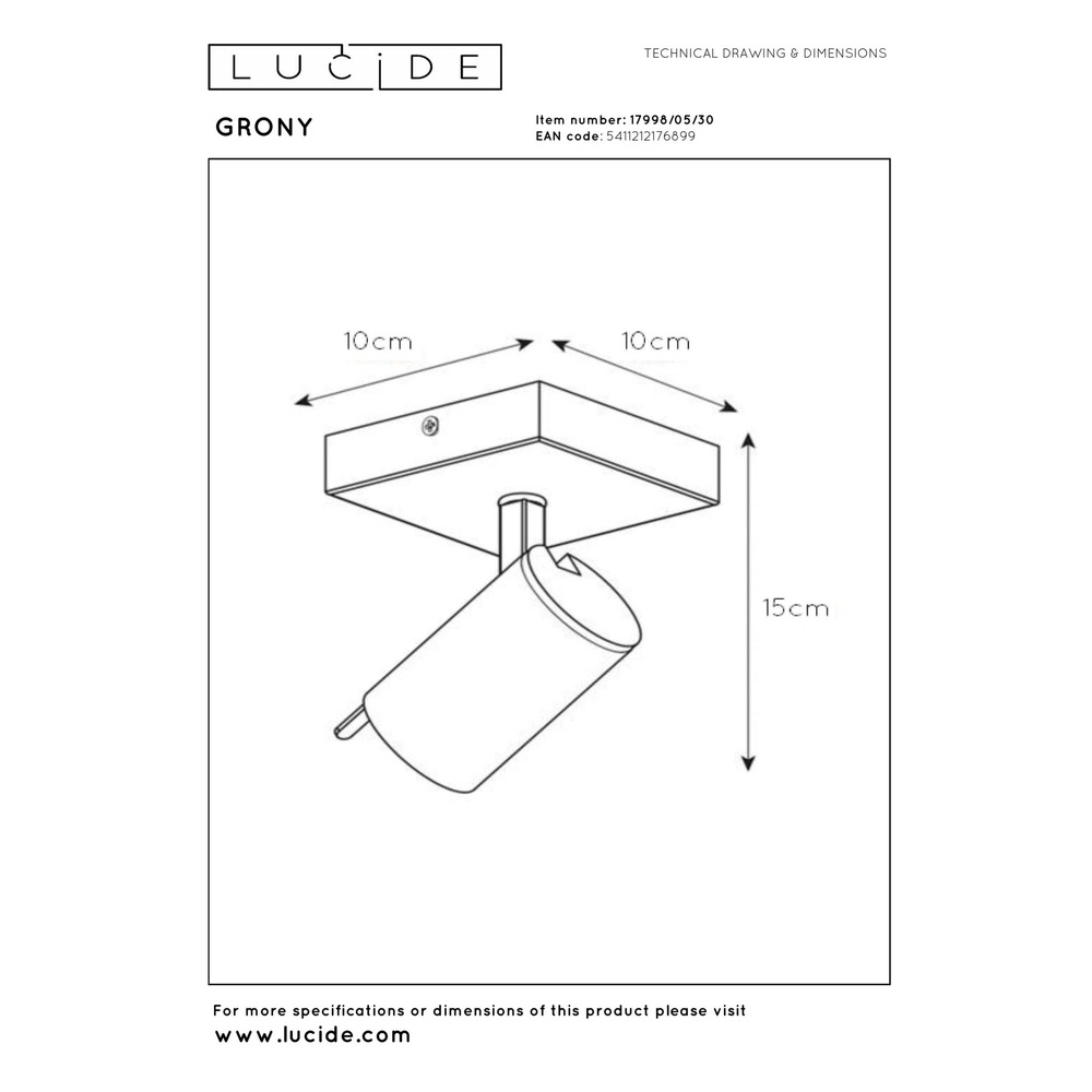Ceiling lamp Grony Black Lucide 5411212176899
