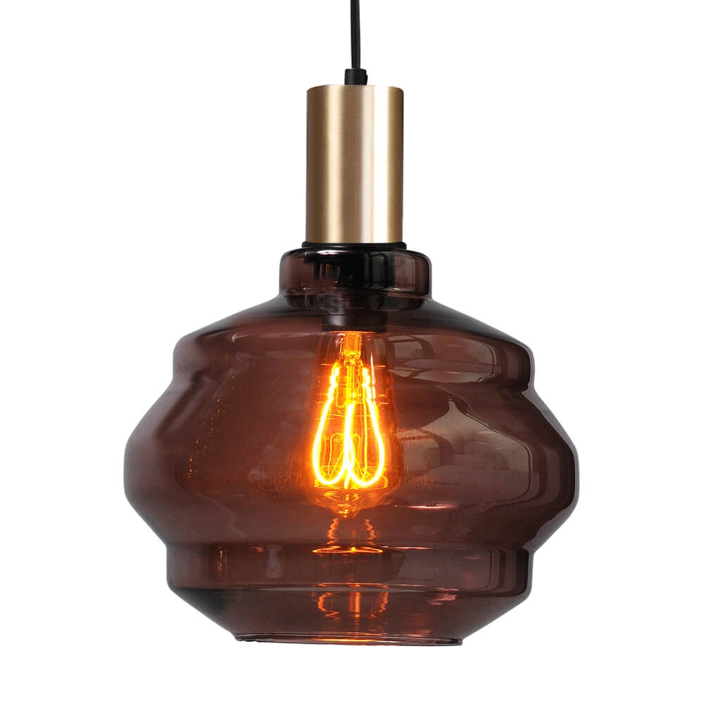 Hanging lamp gold Porto with Ball red glass - Ø 24cm