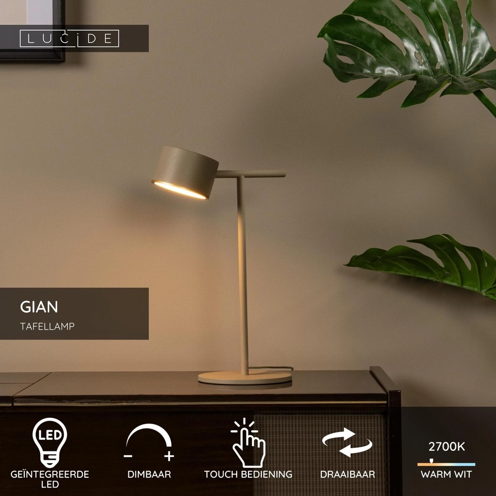 Table lamp Gian sand brown Lucide 5411212421135
