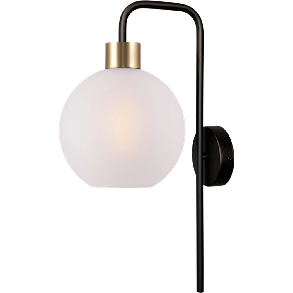 Wall lamp Lazise black with gold white glass