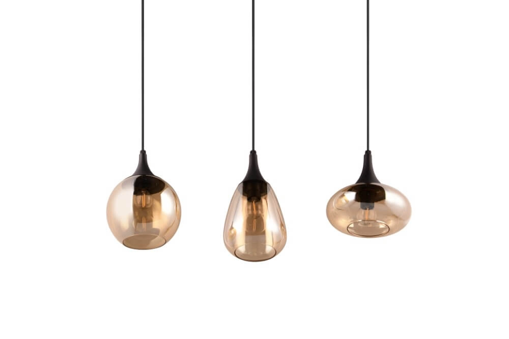 3-light pendant lamp Lumina with amber glass Trio 4017807597080