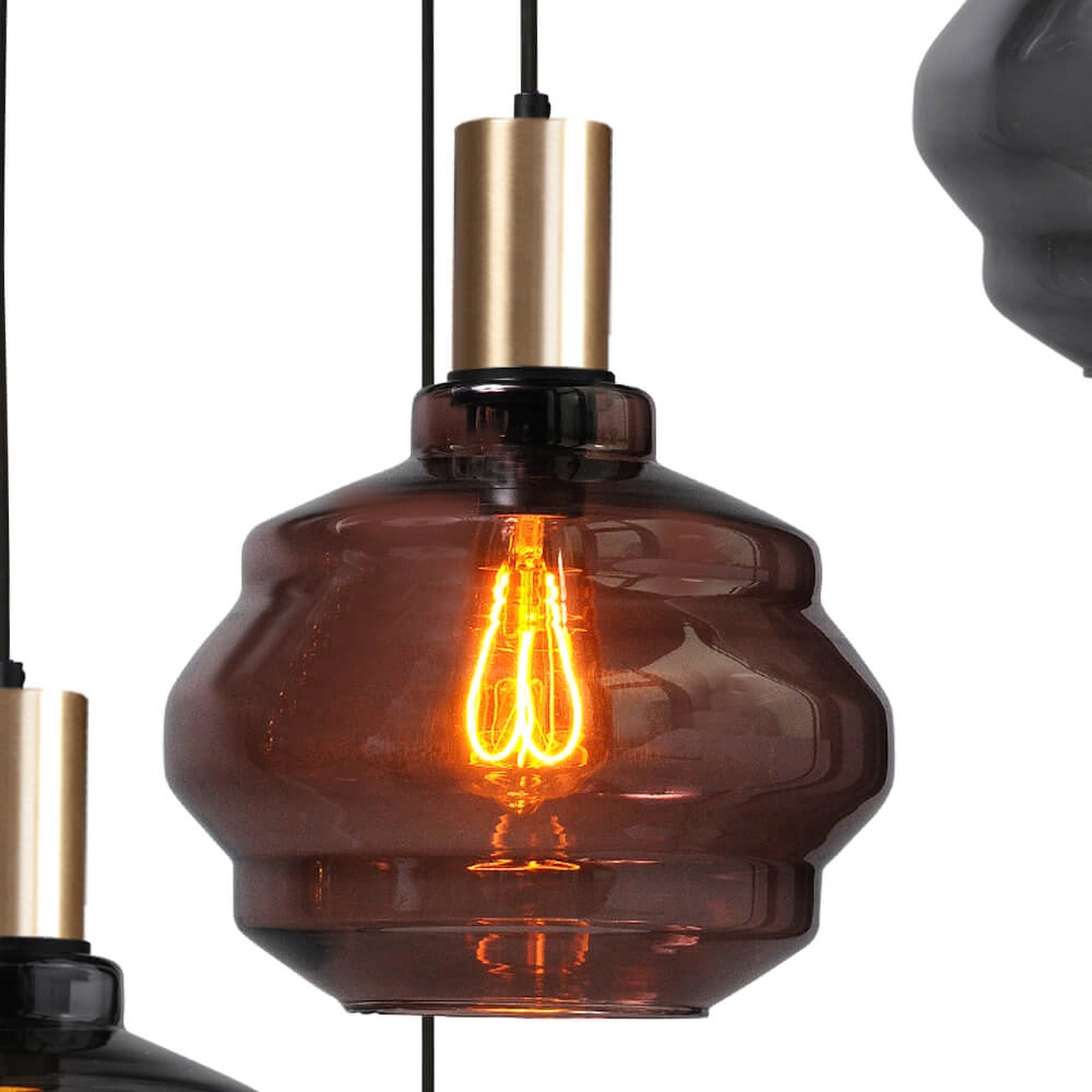 5-light loft hanging lamp - gold - Porto with Ball glasses Masterlight 8718121271262