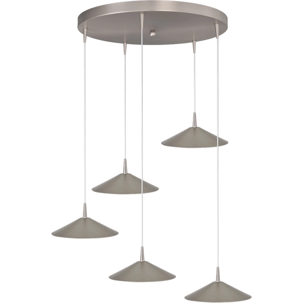 5-light pendant lamp Ceppo nickel Ø 22cm round
